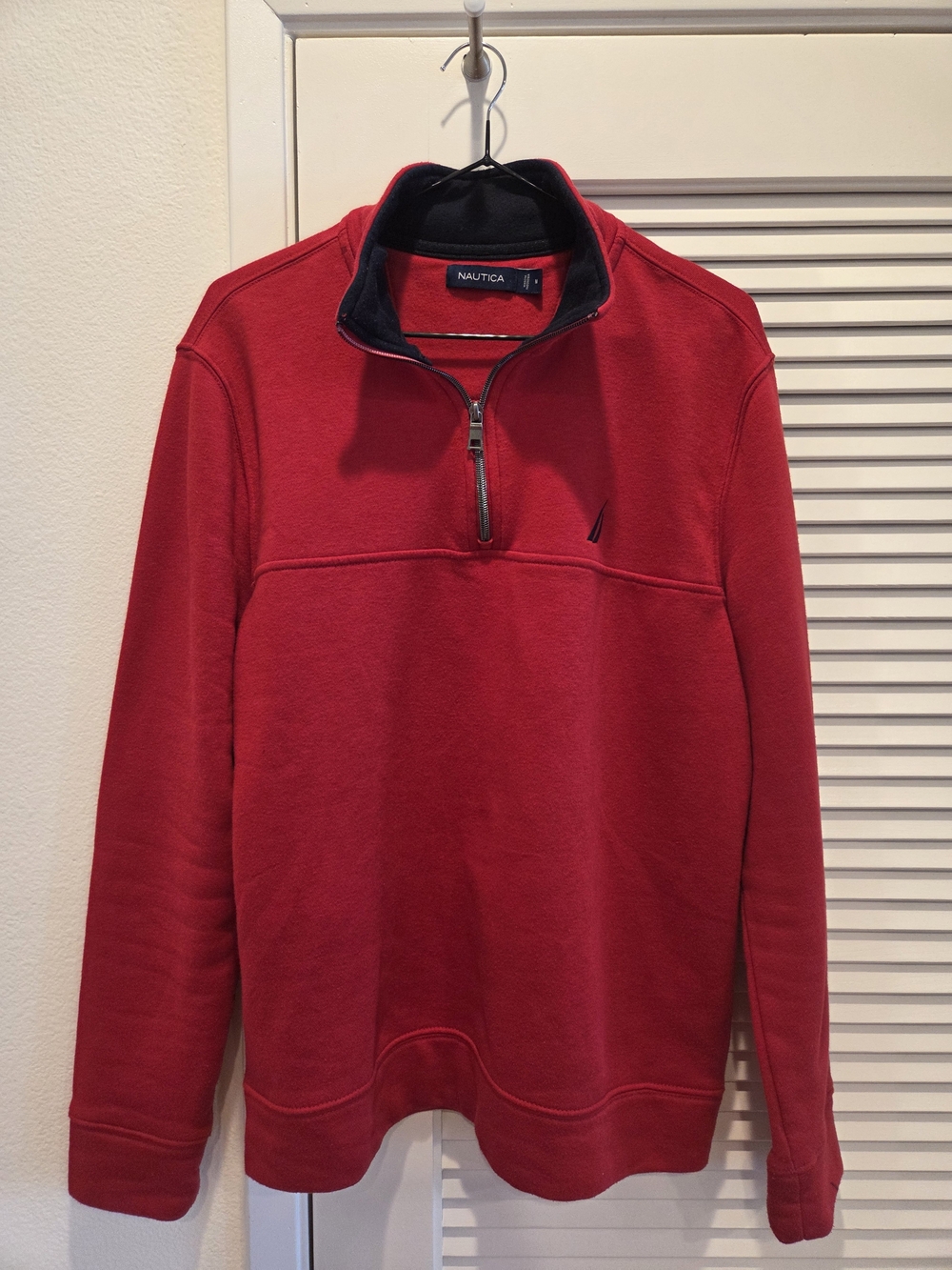 Nautica Men’s Red Half-Zip Pullover with Contrast Collar